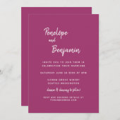 シンプルミニマモダンリストオーキッドマゼン結婚タン 招待状 (正面/裏面)