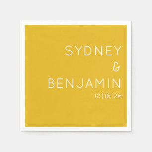 シンプルミニマモダンリストカスタムウェディングイエロー スタンダードカクテルナプキン