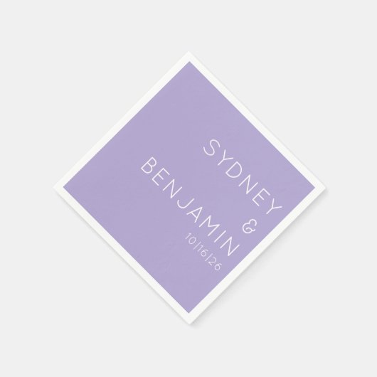 シンプルミニマモダンリストカスタムウェディングラベンダー スタンダードカクテルナプキン (角)