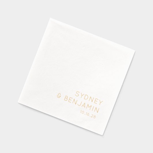 シンプルミニマモダンリストカスタムウェディング金ゴールド 箔ナプキン (左)