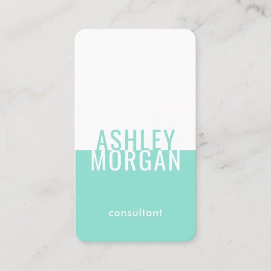 シンプルミニマモダンリストタイポグラフィティール（緑がかった色）縦 名刺 (正面)