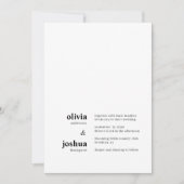 シンプルミニマモダンリストタイポグラフィ写真結婚の 招待状 (正面)