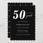 シンプルミニマモダンリストタイポグラフィ50誕生日 招待状 (正面/裏面)