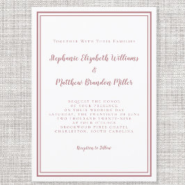 シンプルミニマモダンリストダスティバラピンク&ホワイト 招待状