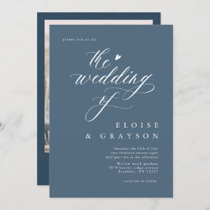 シンプルミニマモダンリストダスティブルー詳細結婚ズ 招待状