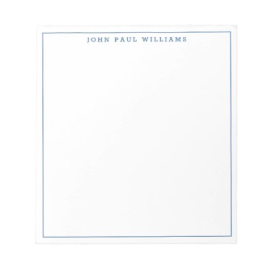 シンプルミニマモダンリストネイビーブルーラインフレームシック ノートパッド (正面)