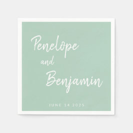 シンプルミニマモダンリストピスタチオ結婚グリーン スタンダードカクテルナプキン