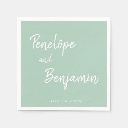 シンプルミニマモダンリストピスタチオ結婚グリーン スタンダードカクテルナプキン (正面)