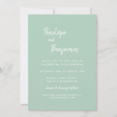 シンプルミニマモダンリストピスタチオ結婚グリーン 招待状 (正面)