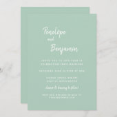 シンプルミニマモダンリストピスタチオ結婚グリーン 招待状 (正面/裏面)