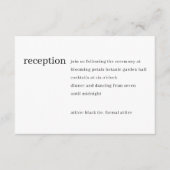 シンプルミニマモダンリストブラックウェディング エンクロージャーカード (正面)