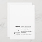 シンプルミニマモダンリストブラックタイポグラフィ結婚ズ 招待状 (正面/裏面)