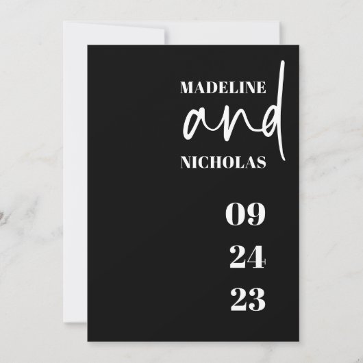 シンプルミニマモダンリストブラック結婚式招待状 招待状 (正面)