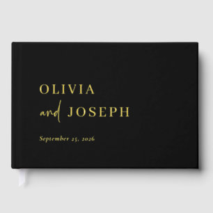 シンプルミニマモダンリストブラック   金結婚箔 ゲストブック