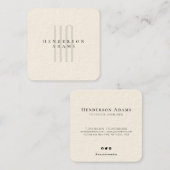 シンプルミニマモダンリストベージュブラックモノグラムの スクエア名刺 (正面/裏面)