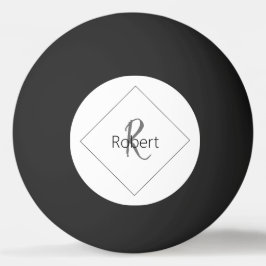 シンプルミニマモダンリストモノグラム名ホワイトブラック 卓球ボール