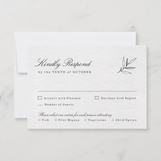 シンプルミニマモダンリストユーカリ結婚オリーブ 出欠カード (正面)