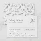 シンプルミニマモダンリストユーカリ結婚オリーブ 出欠カード (正面/裏面)