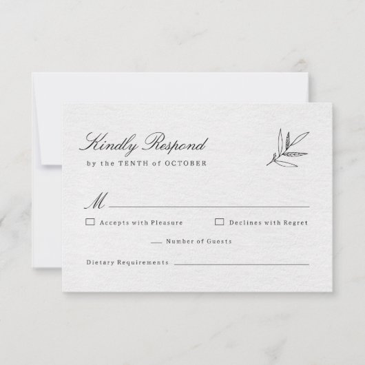 シンプルミニマモダンリストユーカリ結婚オリーブ 出欠カード (正面)