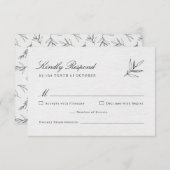 シンプルミニマモダンリストユーカリ結婚オリーブ 出欠カード (正面/裏面)