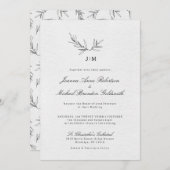 シンプルミニマモダンリストユーカリ結婚オリーブ 招待状 (正面/裏面)