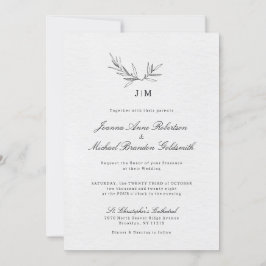 シンプルミニマモダンリストユーカリ結婚オリーブ 招待状