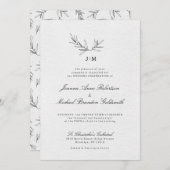 シンプルミニマモダンリストユーカリ結婚オリーブ 招待状 (正面/裏面)