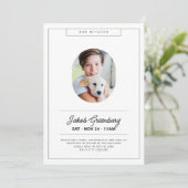 シンプルミニマモダンリスト写真バー(ユダヤ教の)バル・ミツバー 招待状 (スタンド正面)