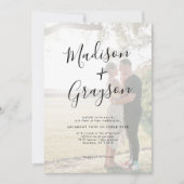 シンプルミニマモダンリスト写真結婚書道 招待状 (正面)