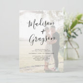 シンプルミニマモダンリスト写真結婚書道 招待状 (スタンド正面)