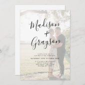 シンプルミニマモダンリスト写真結婚書道 招待状 (正面/裏面)