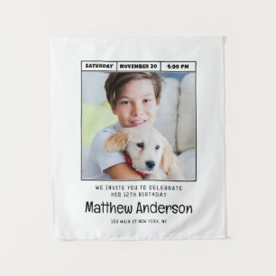 シンプルミニマモダンリスト写真誕生日パーティー タペストリー