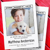 シンプルミニマモダンリスト写真誕生日パーティー 招待状