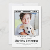 シンプルミニマモダンリスト写真誕生日パーティー 招待状 (正面)