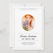 シンプルミニマモダンリスト写真誕生日パーティー 招待状 (正面)