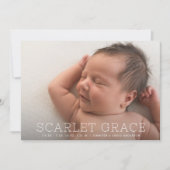 シンプルミニマモダンリスト型フォト誕生 案内状 (正面)