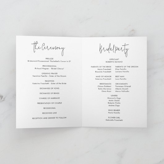 シンプルミニマモダンリスト折り結婚式 プログラム (内部)