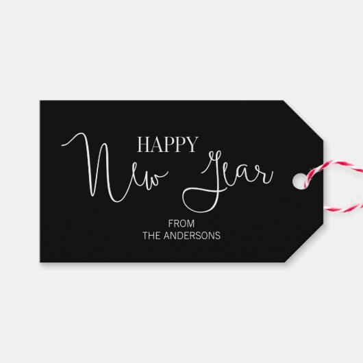 シンプルミニマモダンリスト新年おめでとう ギフトタグ (正面(横))
