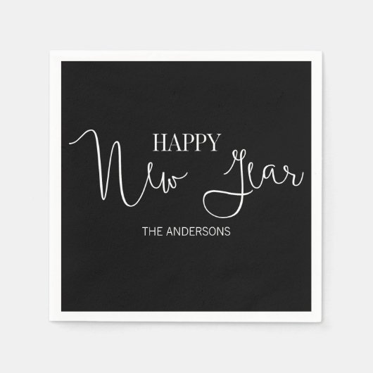 シンプルミニマモダンリスト新年おめでとう スタンダードカクテルナプキン (正面)