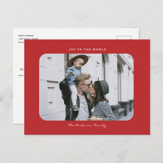 シンプルミニマモダンリスト清浄なクリスマス写真ポー ポストカード (正面/裏面)