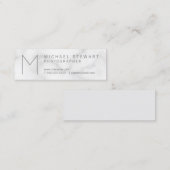 シンプルミニマモダンリスト白大理石モノグラム スキニー名刺 (正面/裏面)