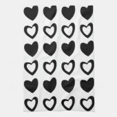 シンプルミニマモダンリスト白黒ハート キッチンタオル (縦)