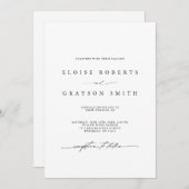 シンプルミニマモダンリスト白黒結婚ズ 招待状 (正面/裏面)