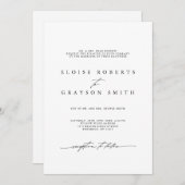 シンプルミニマモダンリスト白黒結婚ズ 招待状 (正面/裏面)