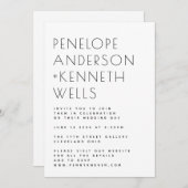 シンプルミニマモダンリスト白黒結婚ズ 招待状 (正面/裏面)