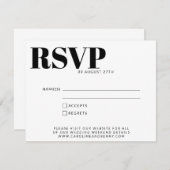 シンプルミニマモダンリスト白黒詳細 出欠カード (正面/裏面)