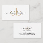 シンプルミニマモダンリスト金ゴールドブラックモノグラム 名刺 (正面/裏面)