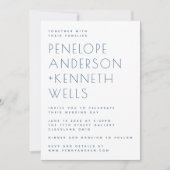 シンプルミニマモダンリスト青フローラ結婚ズ 招待状 (正面)