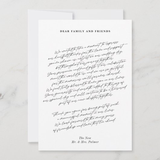 シンプルミニマモダンリスト3写真結婚の サンキューカード (裏面)