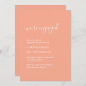 シンプルミニマモダンリスト | ピーチ婚約パーティ 招待状 (正面/裏面)